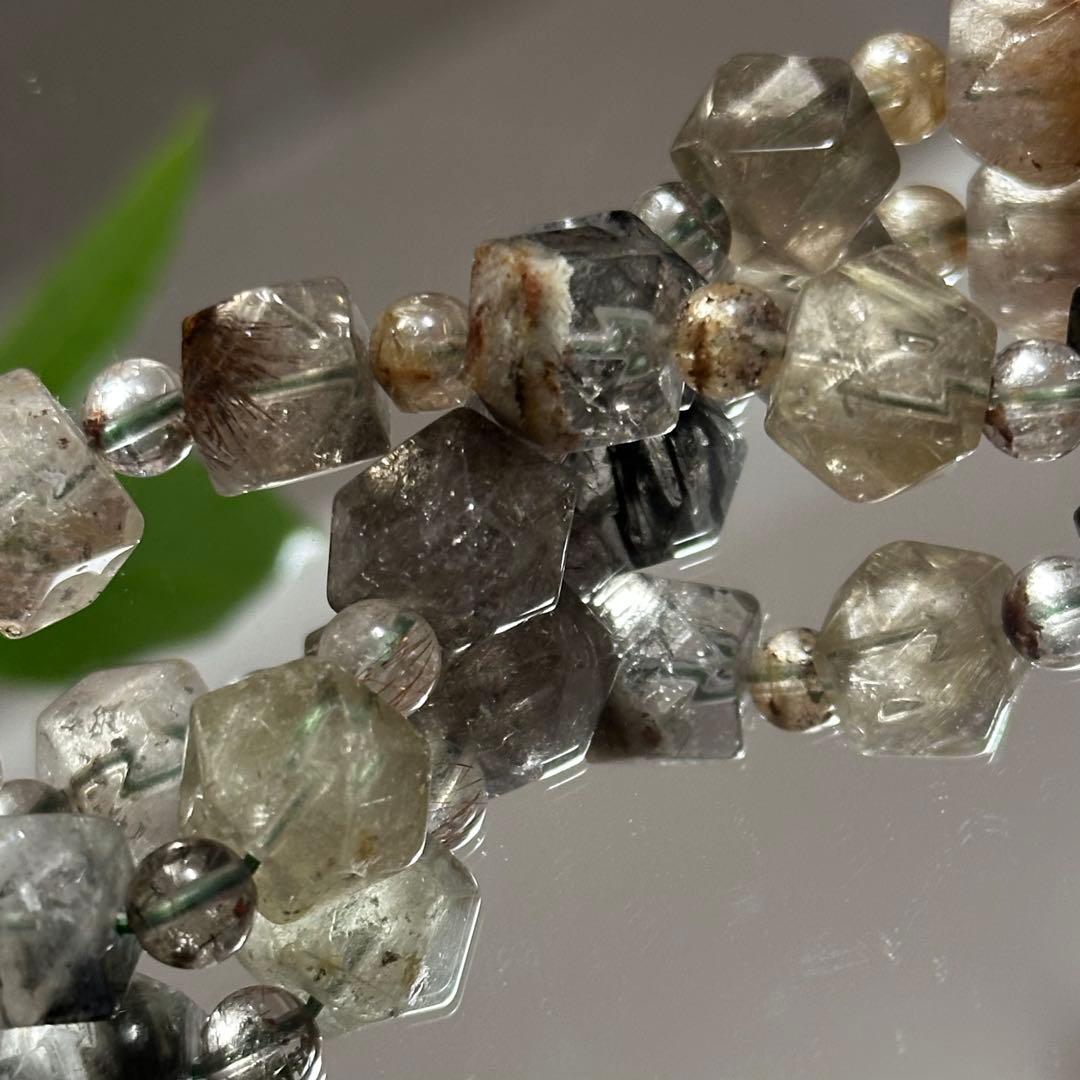 激レア【高品質】ガーデン ルチルクォーツ カット ブレスレット パワーストーン