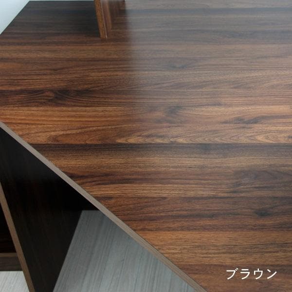 《新品・送料無料》パソコンデスク コーナー ハイタイプ ブラウン デスクセット