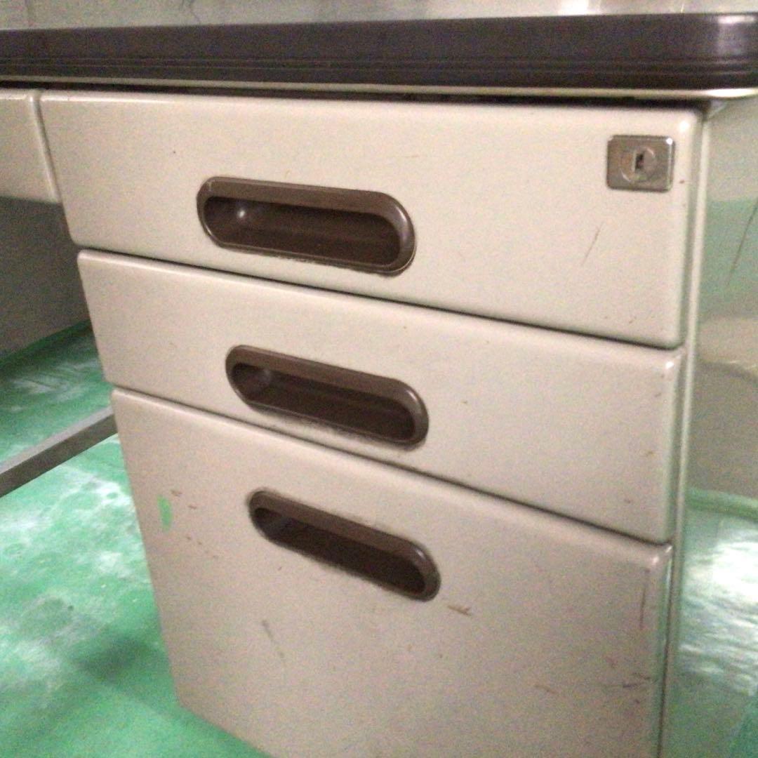 【トヨスチール】オフィスデスク 事務机　頑丈　片袖机 右3段 レトロ