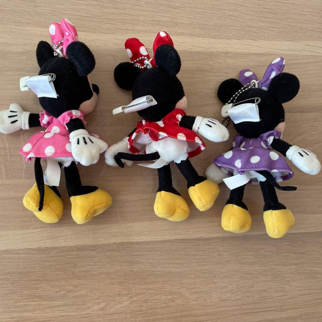 ディズニー ミニー ぬいぐるみバッチ 3体セット ぬいば 赤 ピンク 紫