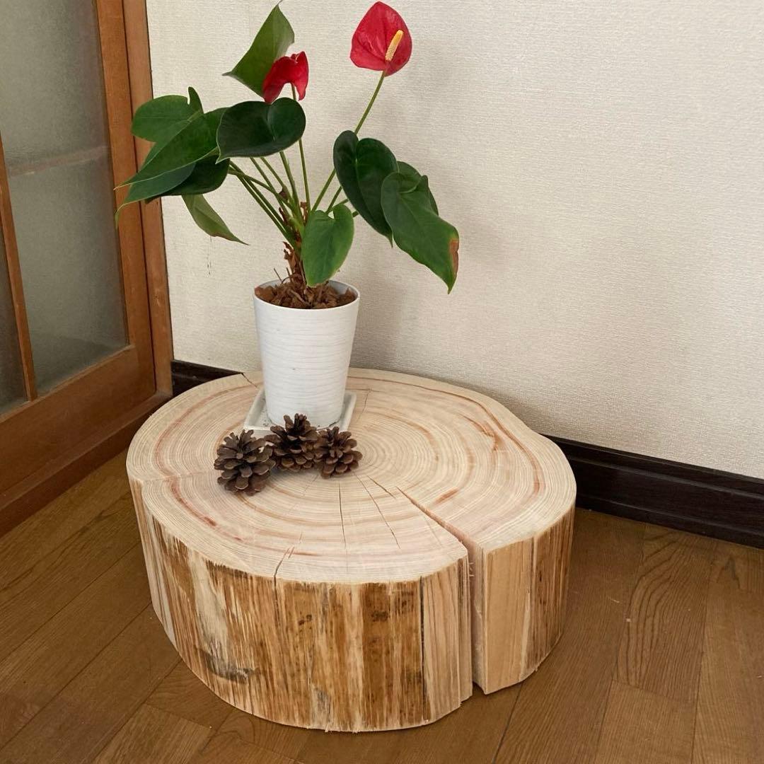 一枚板　切り株　ナチュラルウッド　特大46cm 樹齢約80年 ハンドメイドB