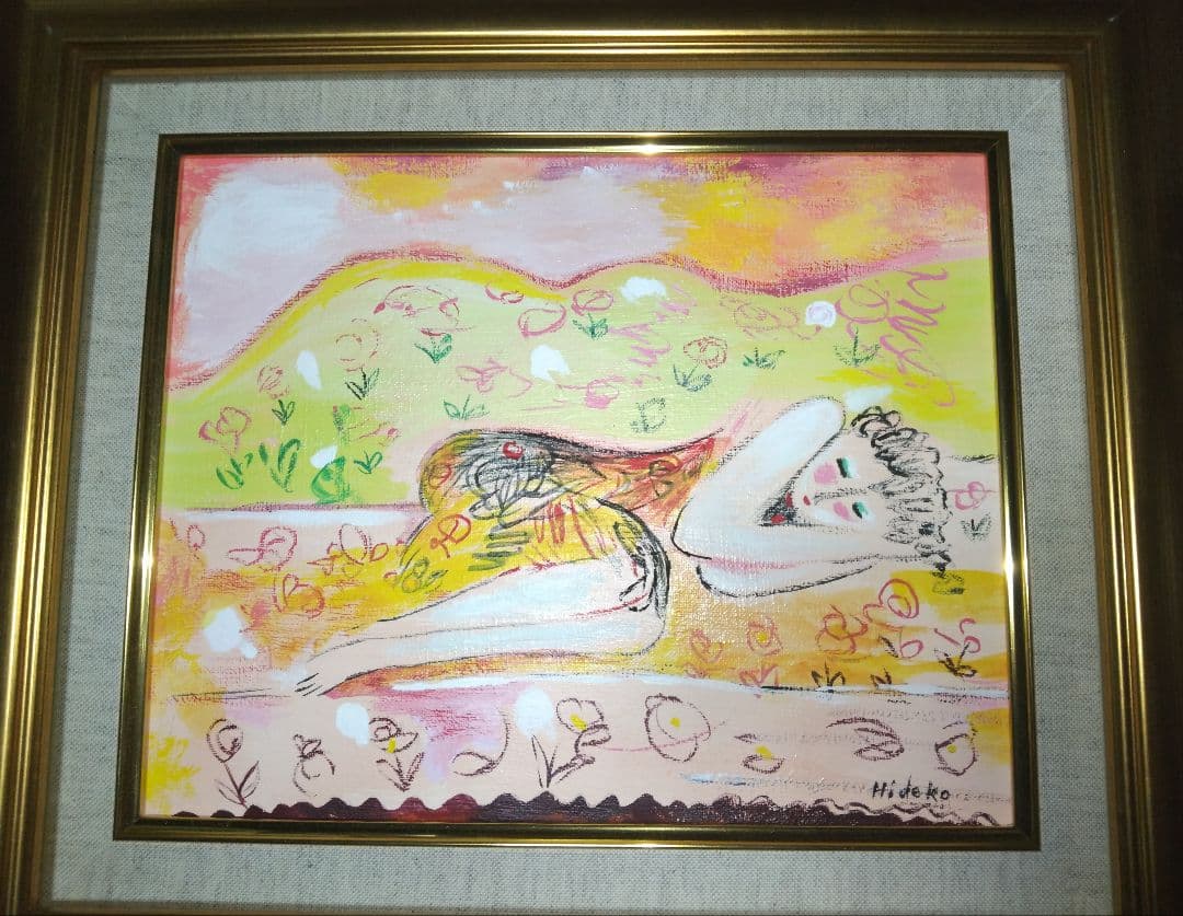 木脇秀子、絵画、油彩画３号ひととき肉筆、新品額縁、宮永岳彦、片岡球子、山本容子。