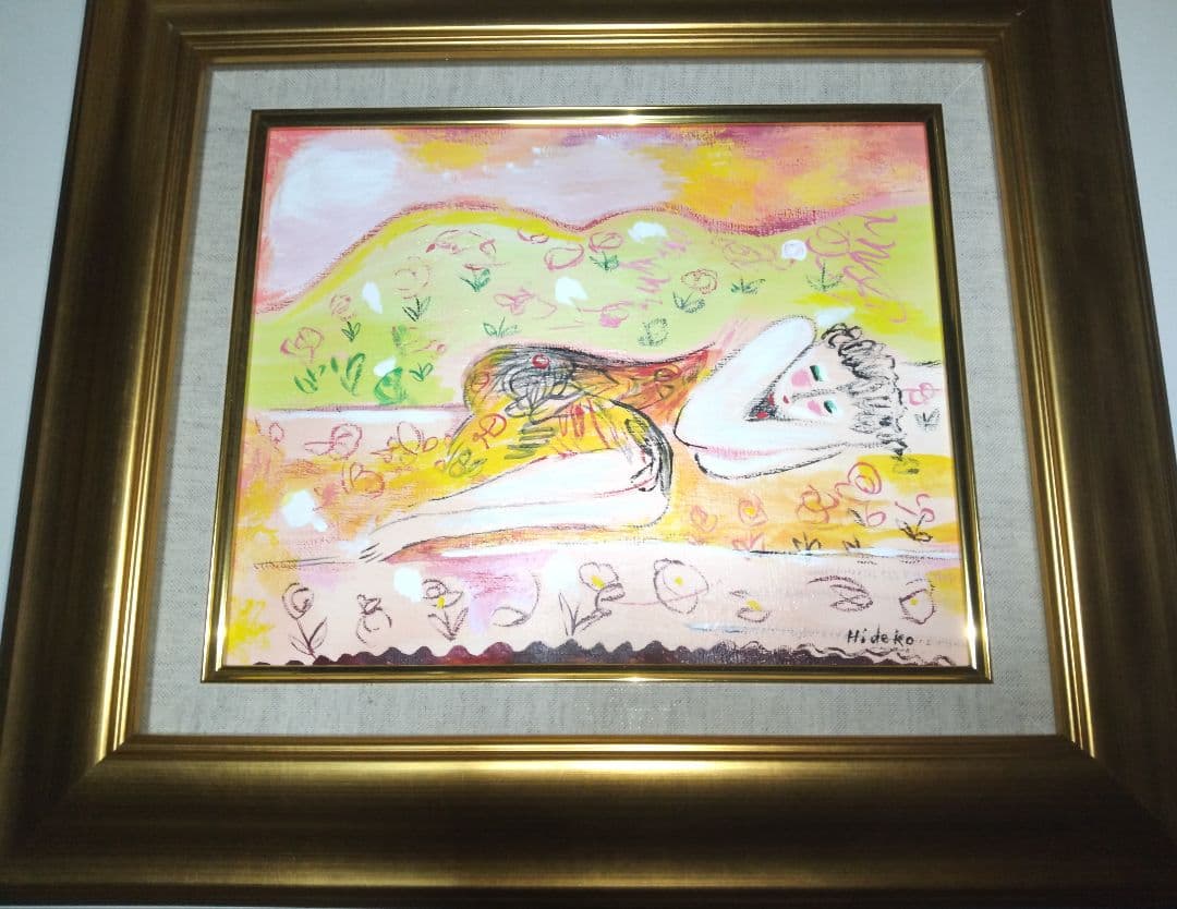 木脇秀子、絵画、油彩画３号ひととき肉筆、新品額縁、宮永岳彦、片岡球子、山本容子。