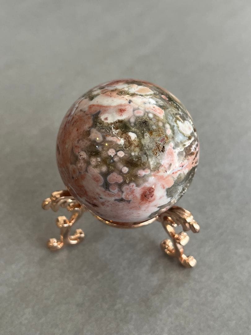 【希少】ピンク8th veinオーシャンジャスパー　スフィア　4.4cm