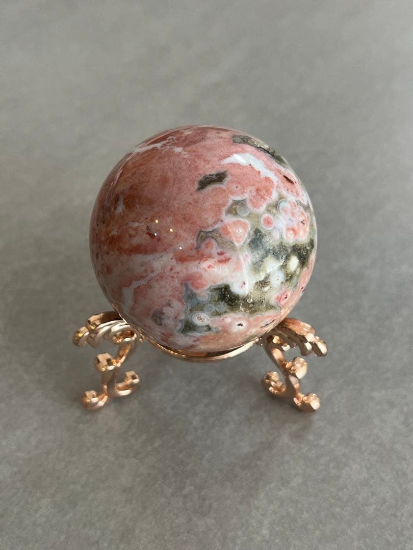 【希少】ピンク8th veinオーシャンジャスパー　スフィア　4.4cm
