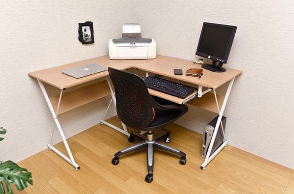 【新品・送料無料】コーナーPCデスクセット　NA/WAL