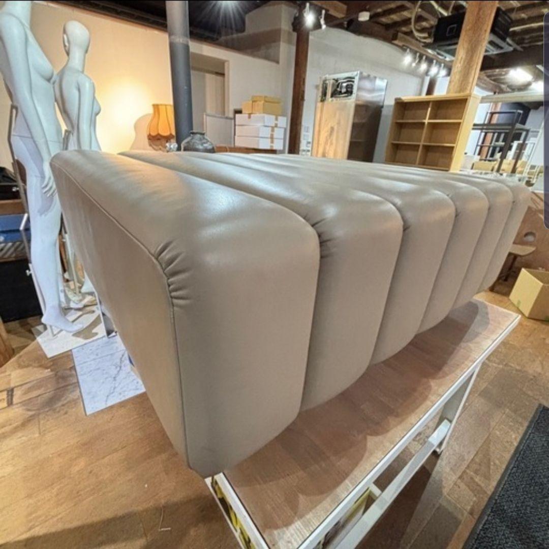 引き取り限定 格安 レザー フットスツール インテリア 家具 ベージュ系