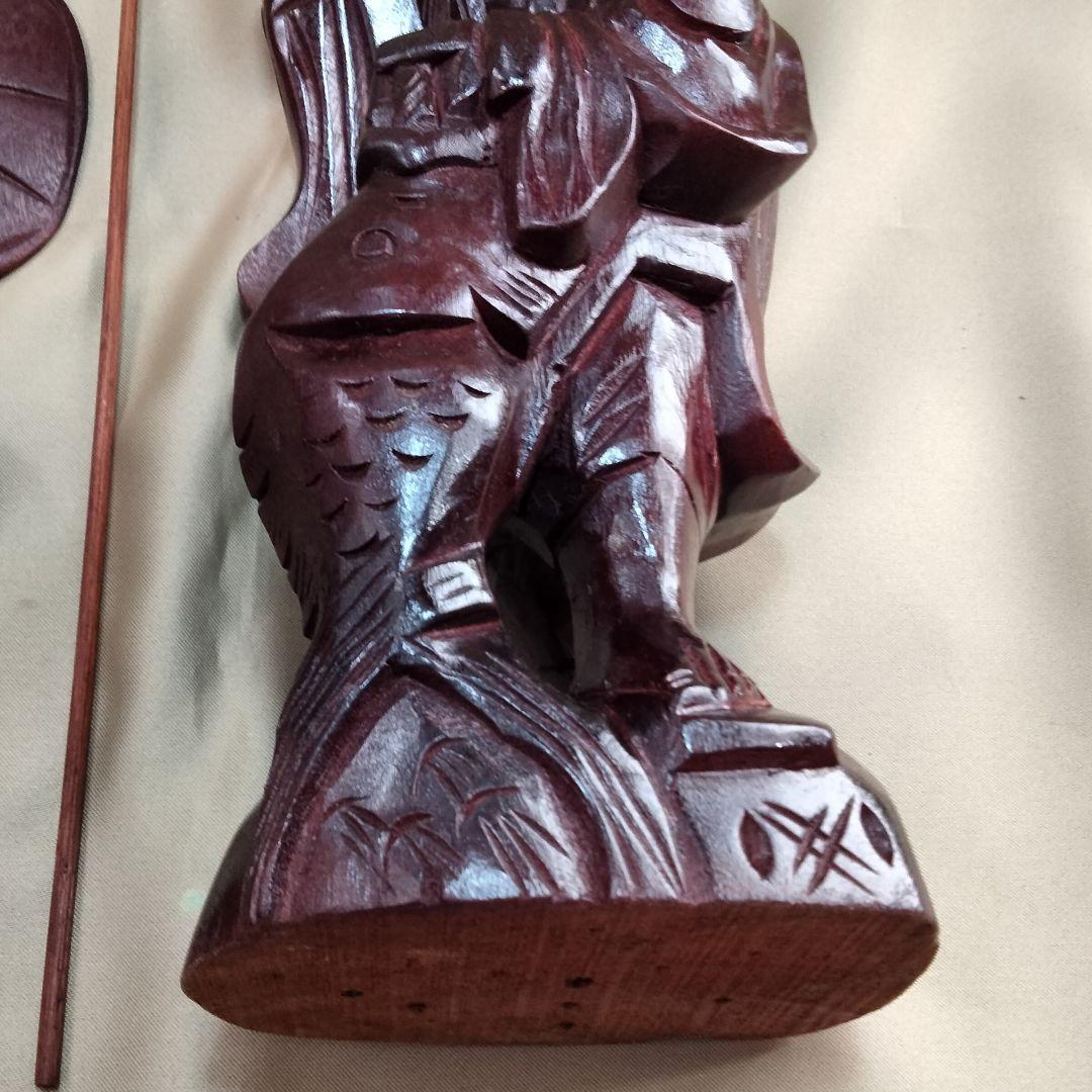 ★商談中★　1000♦ 木彫り像・釣り人・行商人・縁起物(約33㎝/木材種不明)