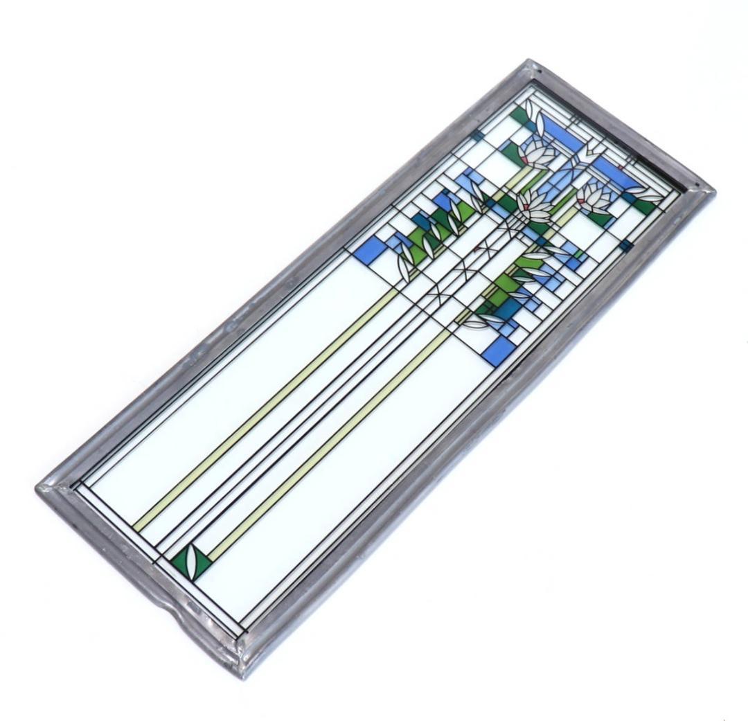 フランク・ロイド・ライト ヴィンテージ ステンドグラス 睡蓮 華 縦型