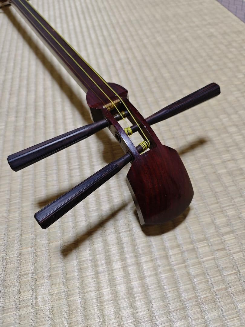 三味線本体 駒付き 細棹 皮破れ無し 天然皮