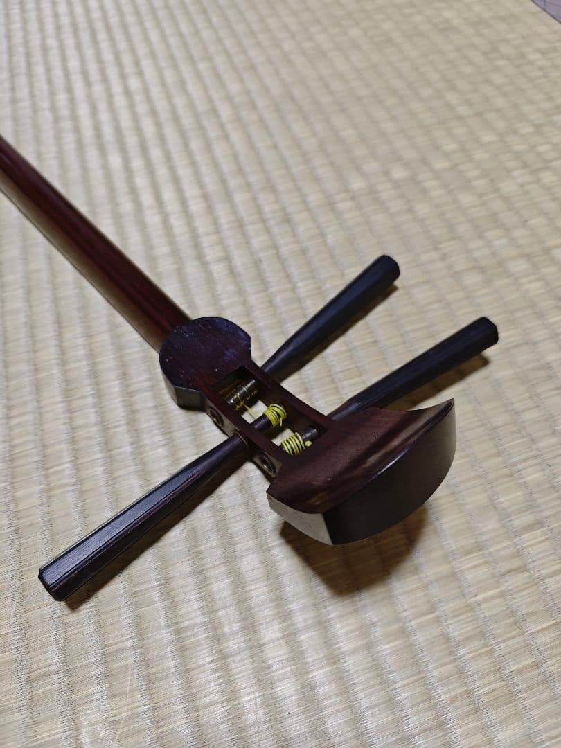 三味線本体 駒付き 細棹 皮破れ無し 天然皮