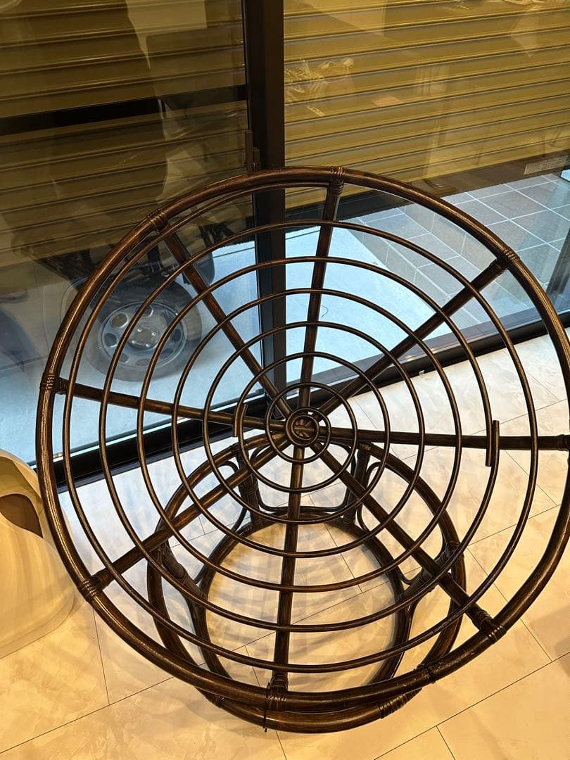 ヴェノムV様　ラタン製パパ椅子 黒色クッション付き　アジアン