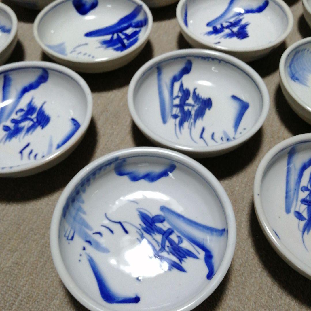 伊万里　染付丸鉢　21客　18.5cm　明治〜大正期