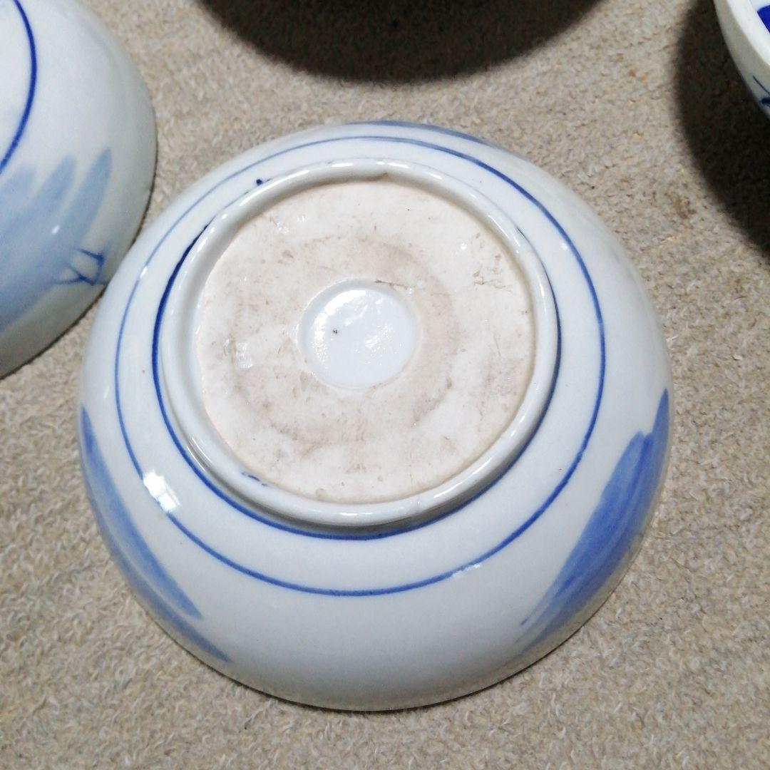 伊万里　染付丸鉢　21客　18.5cm　明治〜大正期