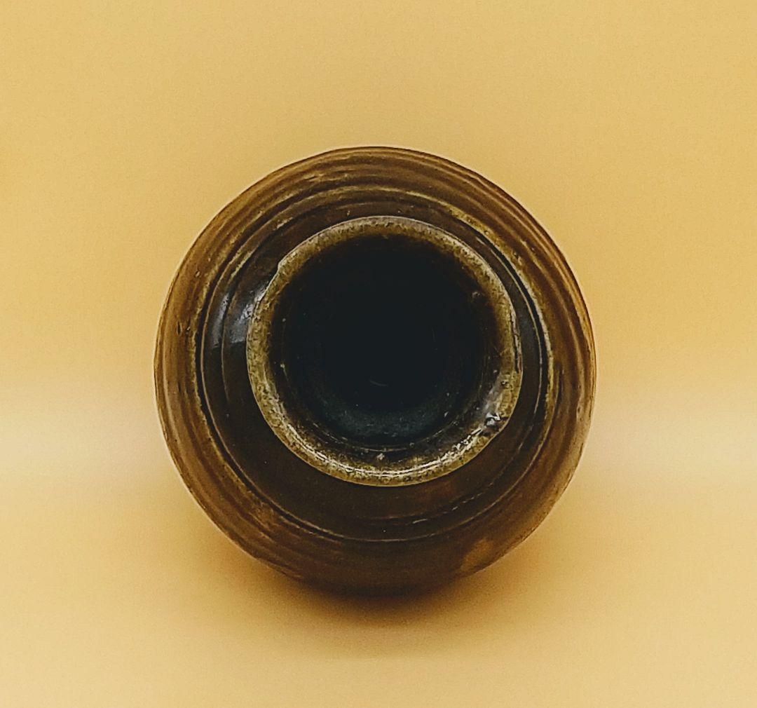 李朝 涘流山窯 黒釉 瓶 骨董 東大寺長老 清水公照氏 極め