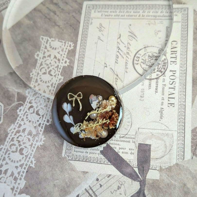 ＃414 ショコラ＆オランジュ✴バレンタイン✴レジンヘアゴムキーホルダーブローチ