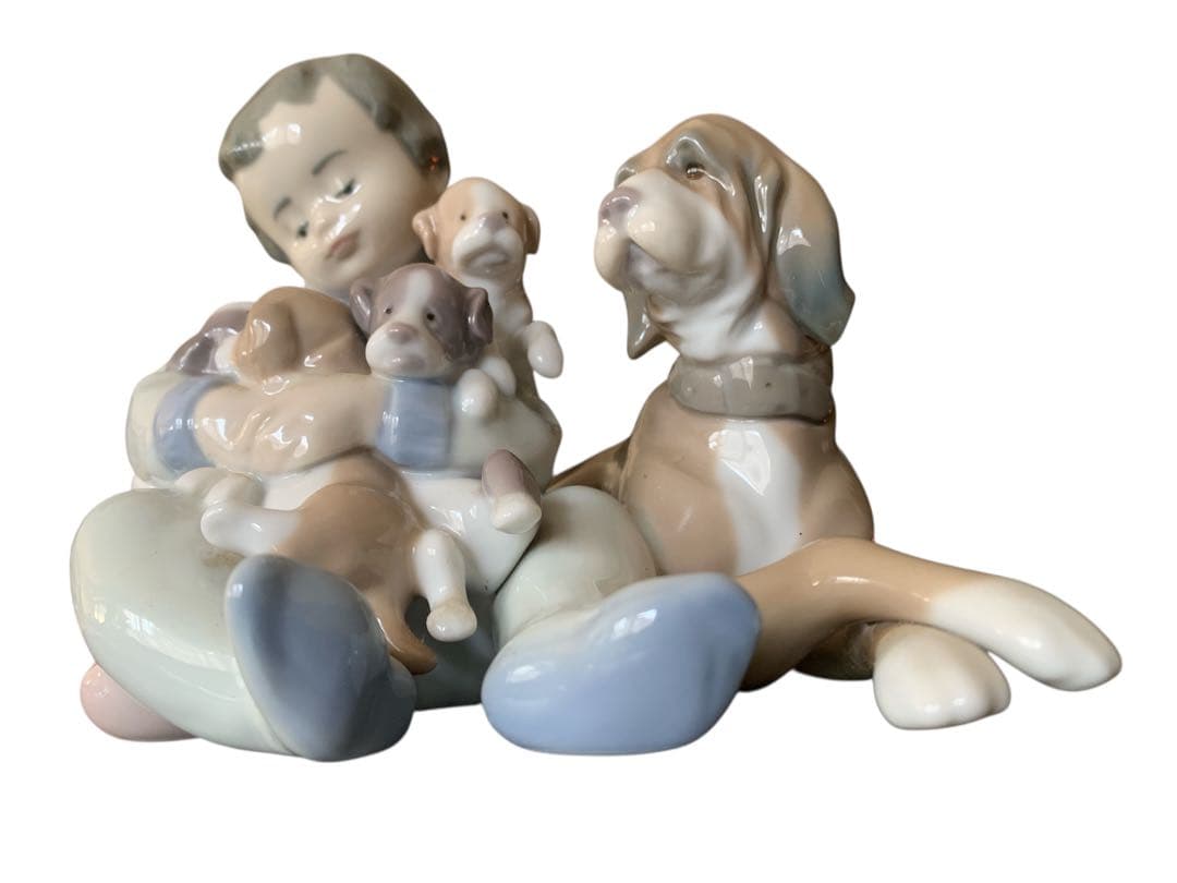 リヤドロ 少年と犬たち 置物 LLADRO(型番:5456)廃盤レア商品
