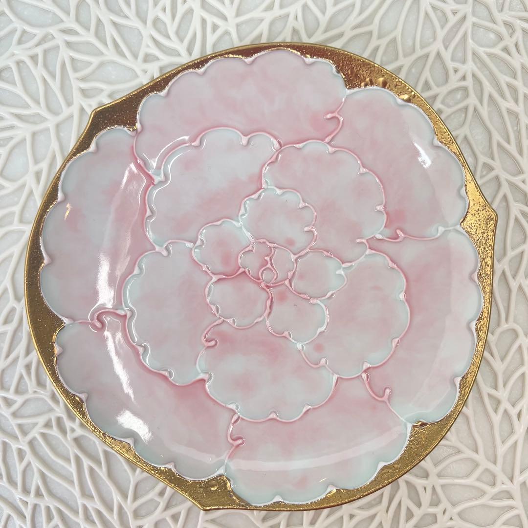 《5枚セット》　プラチナ牡丹　文山窯　有田焼　取り分け皿　ケーキ皿