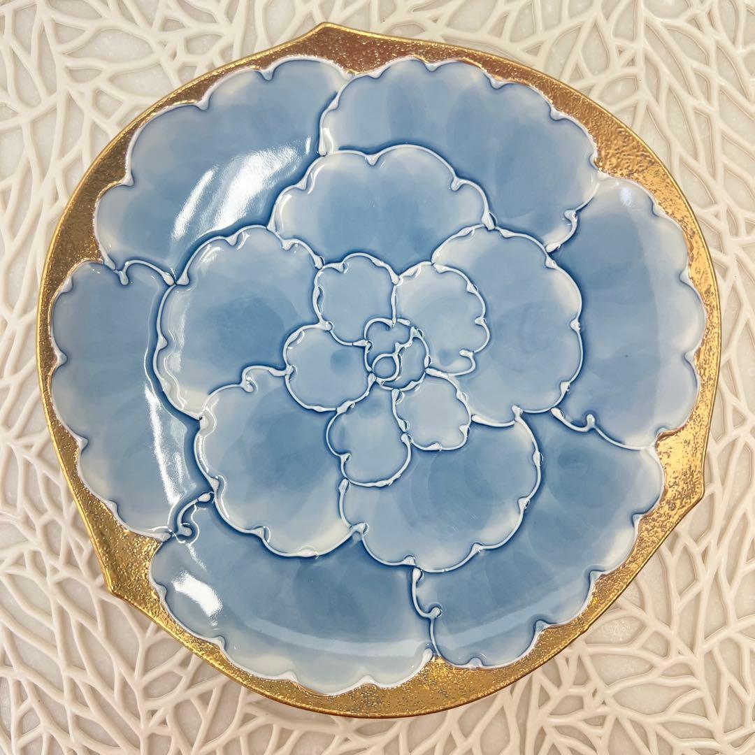 《5枚セット》　プラチナ牡丹　文山窯　有田焼　取り分け皿　ケーキ皿