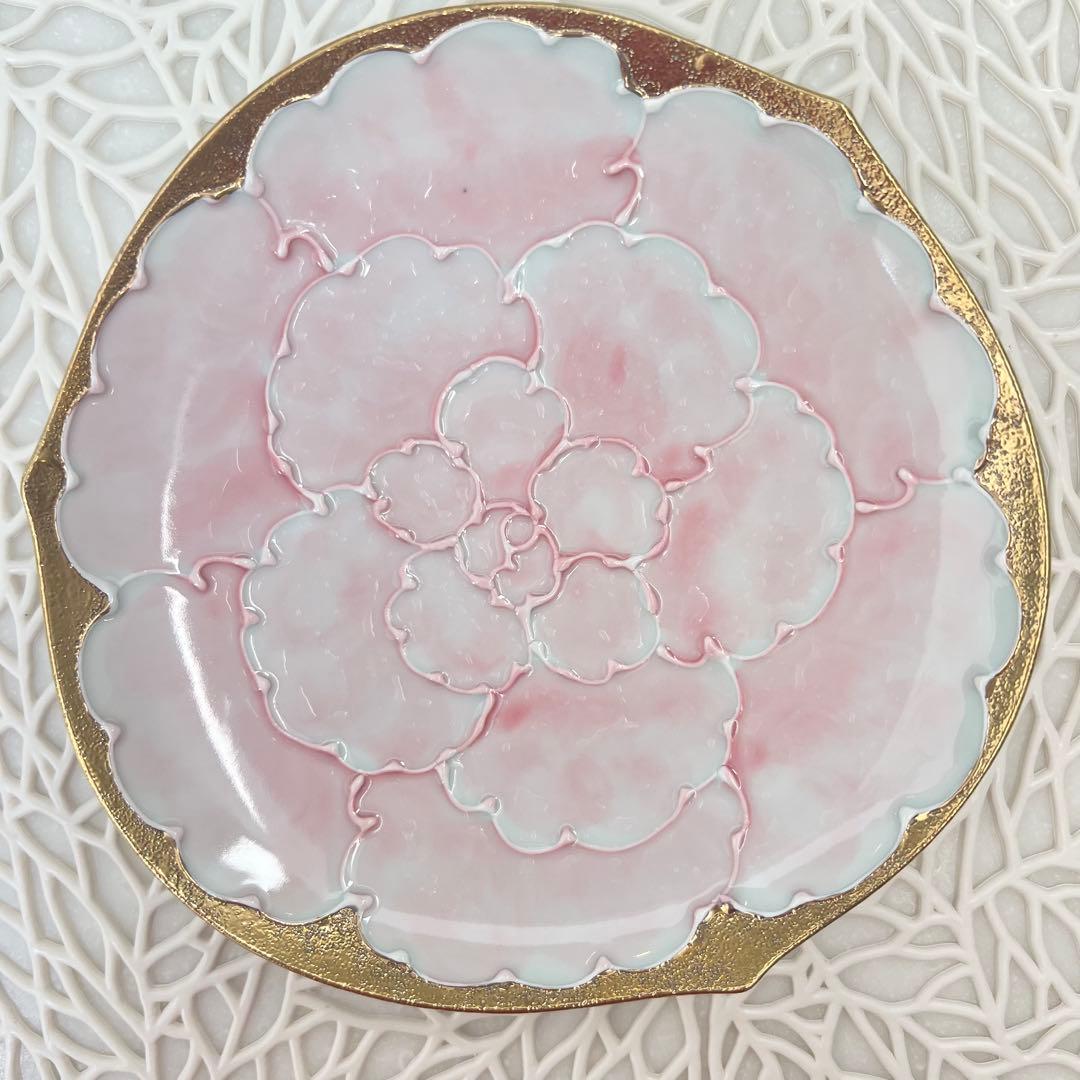 《5枚セット》　プラチナ牡丹　文山窯　有田焼　取り分け皿　ケーキ皿