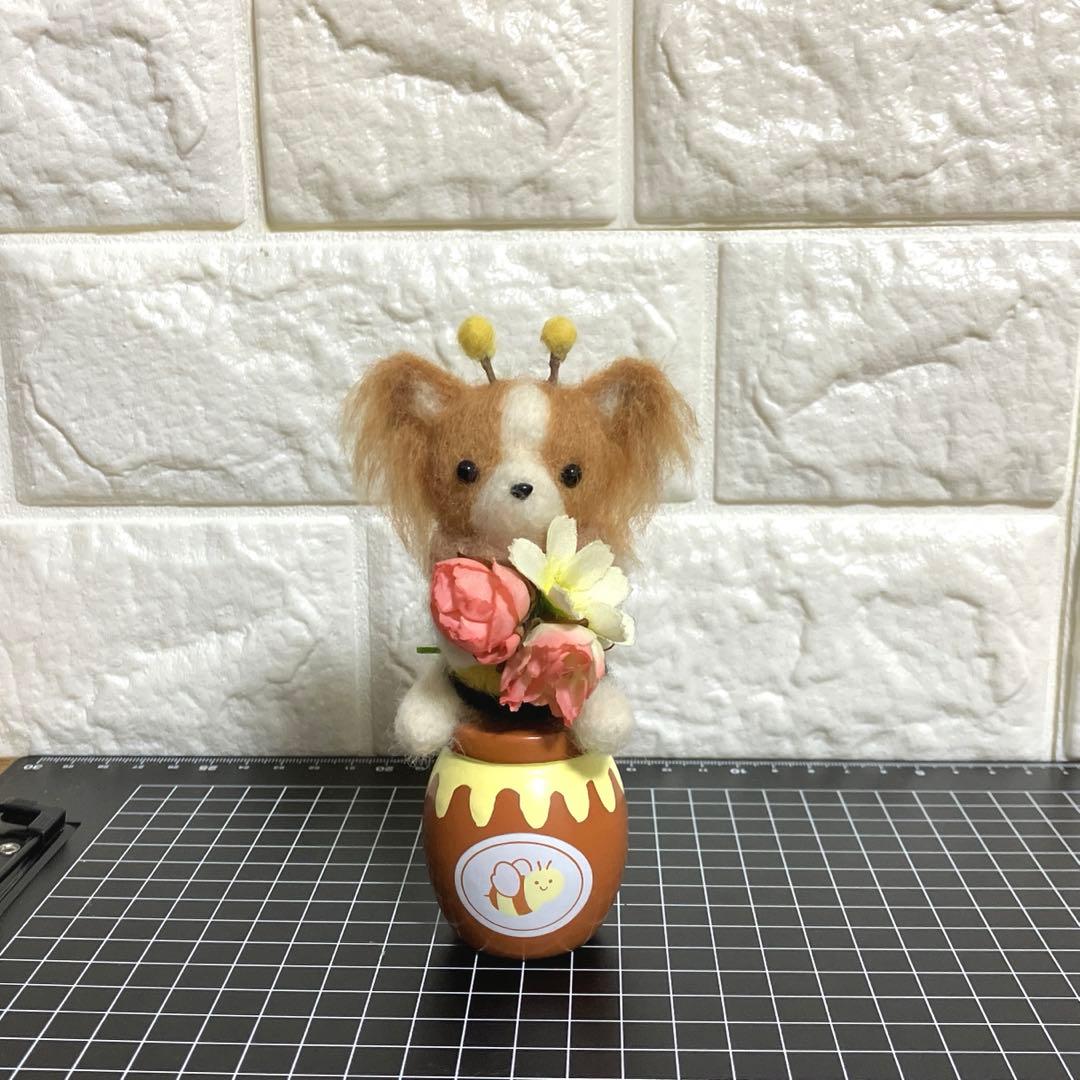 羊毛フェルト パピヨン 日光浴 蛙 温泉 蜜蜂 専用