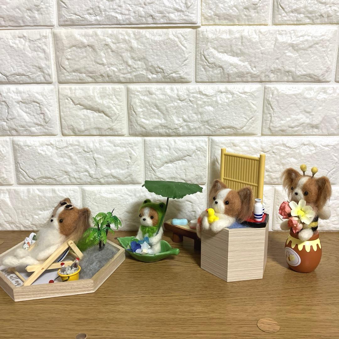 羊毛フェルト パピヨン 日光浴 蛙 温泉 蜜蜂 専用