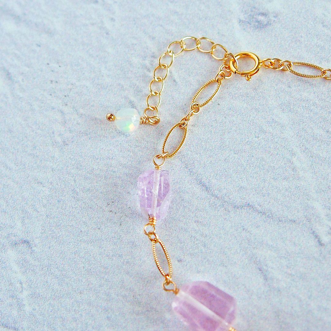 大粒✨クンツァイト　ブレスレット　14kgf