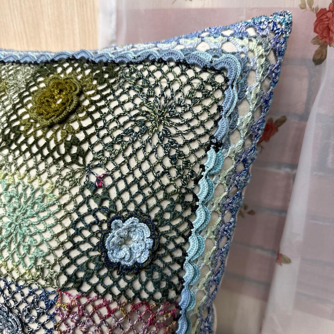 クッションカバー オリムパス刺繍糸　ハンドメイド 手編み　hand work