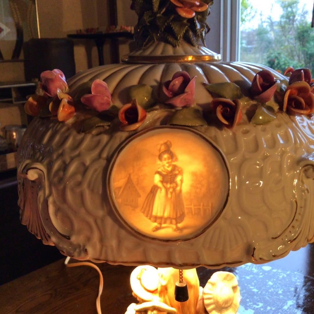 旧東ドイツ王冠マーク アンティークランプ シェイード フィリギン 人形