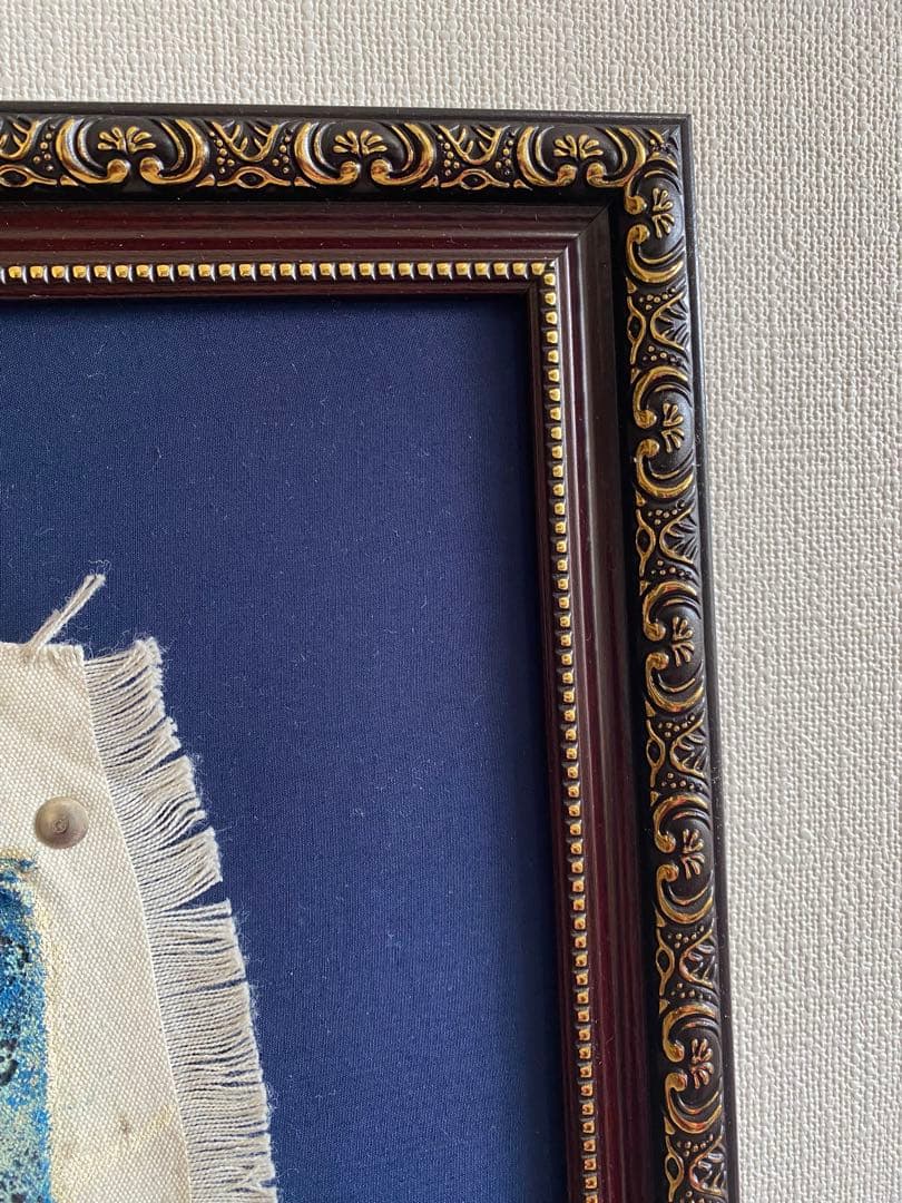 抽象画 青 紫 金色 キャンバス