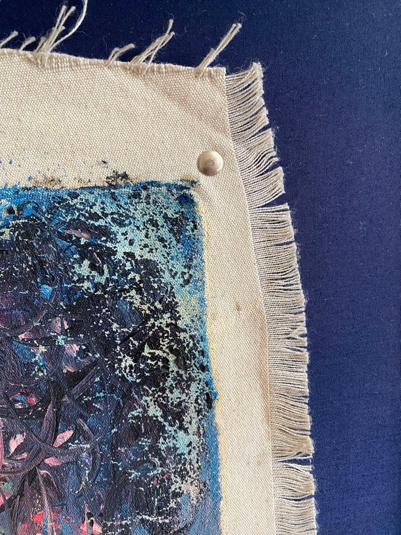 抽象画 青 紫 金色 キャンバス