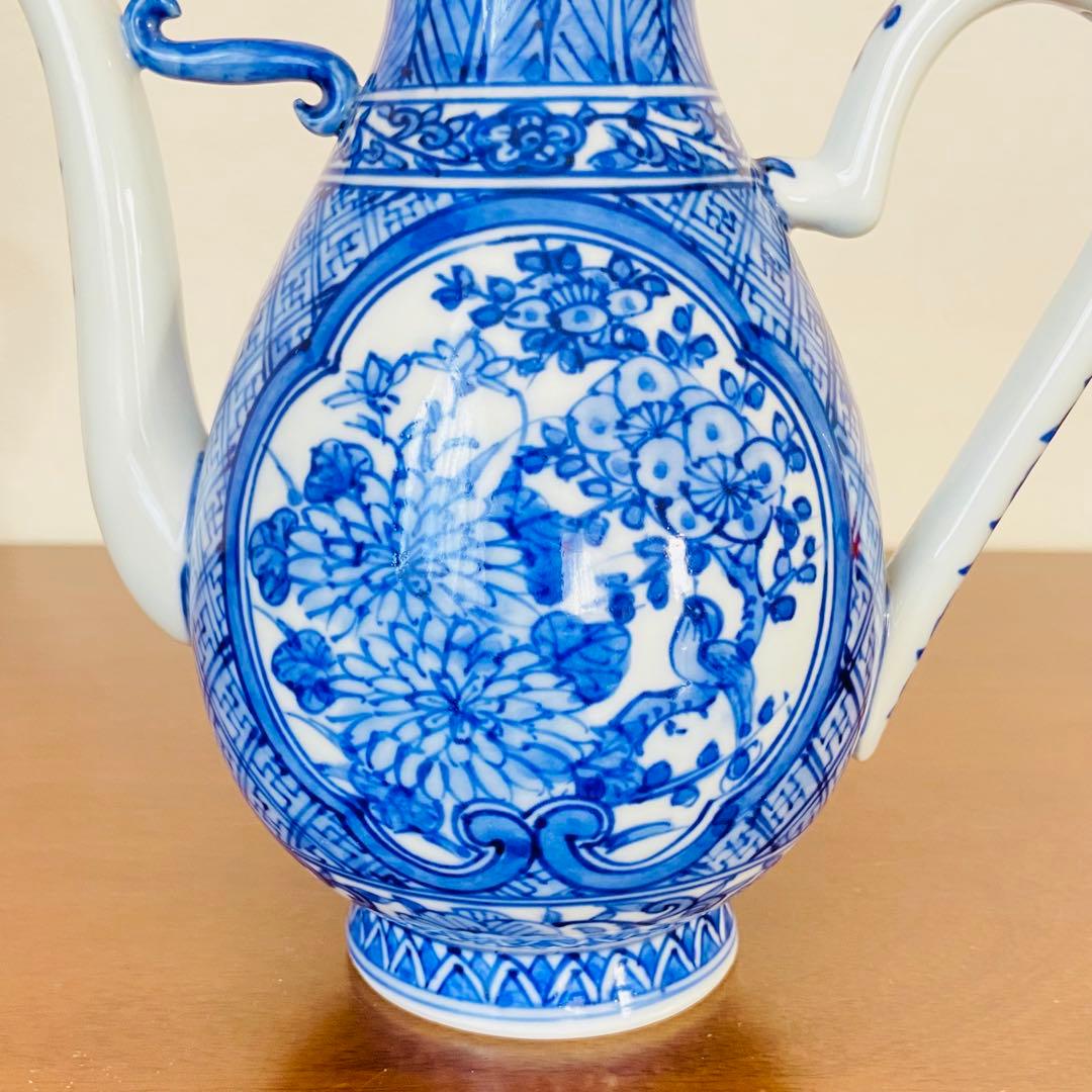 煎茶道具 盛盞瓶 染付 高野昭阿弥 共箱 茶器 水注 水差し 磁器 仙盞瓶