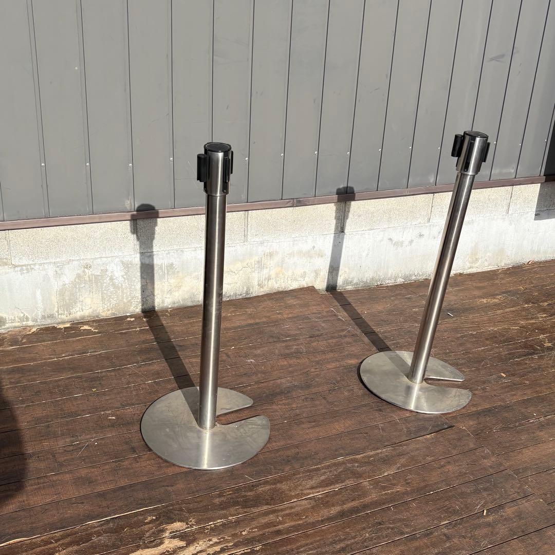 A2 ベルトパーテーション ポール 2本セット 赤ベルト ステンレス 店舗備品