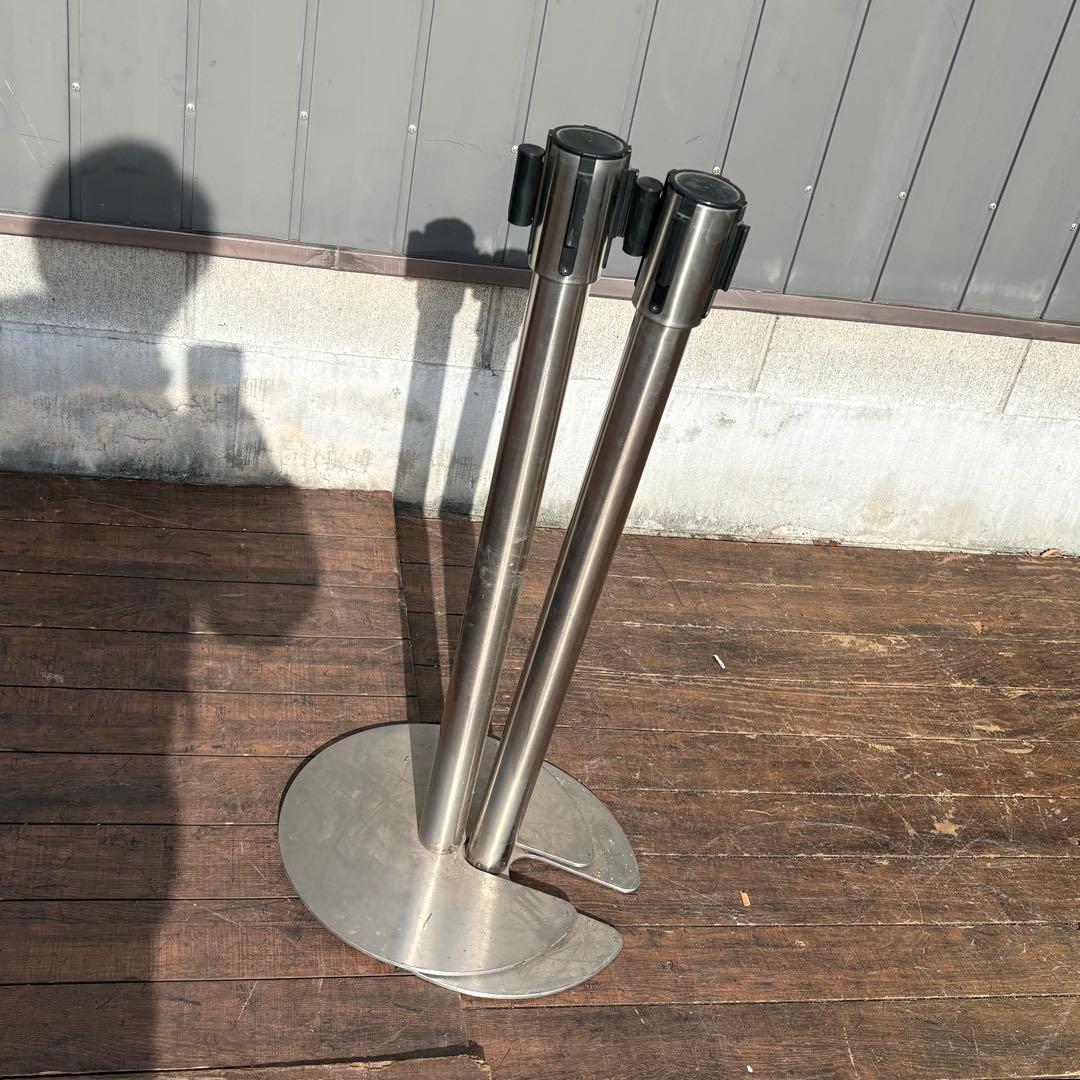 A2 ベルトパーテーション ポール 2本セット 赤ベルト ステンレス 店舗備品