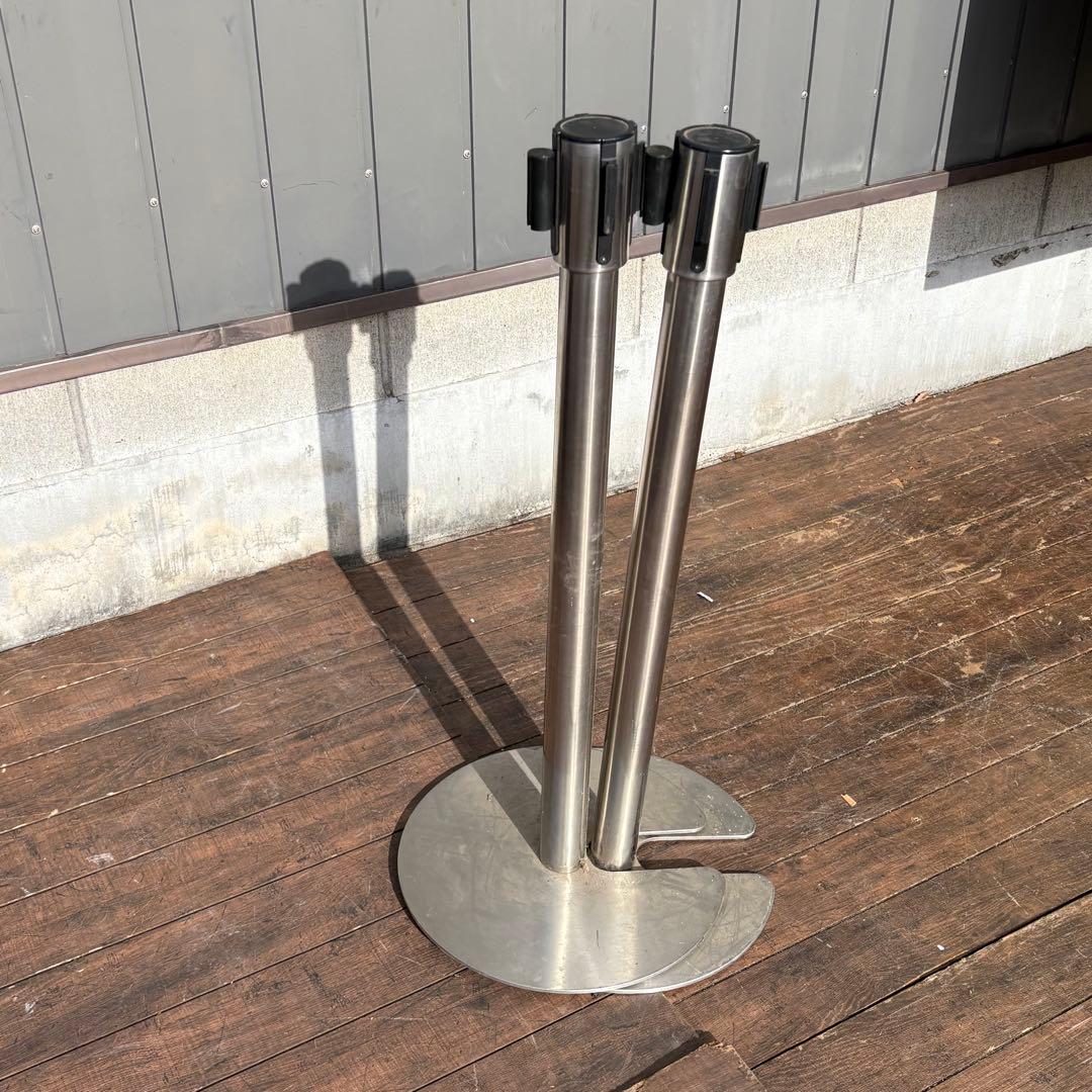 A2 ベルトパーテーション ポール 2本セット 赤ベルト ステンレス 店舗備品