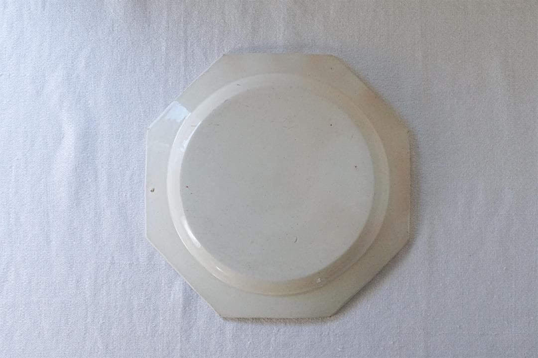 フランスアンティーク　オクトゴナル　プレート　直線　Φ22.4cm