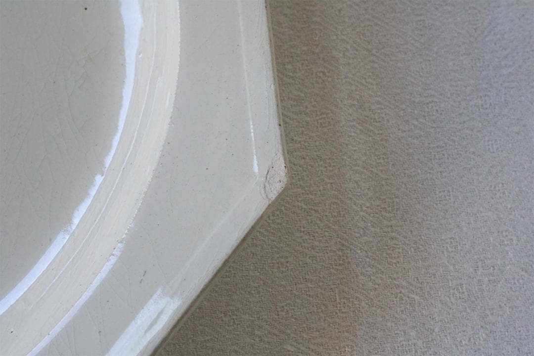 フランスアンティーク　オクトゴナル　プレート　直線　Φ22.4cm