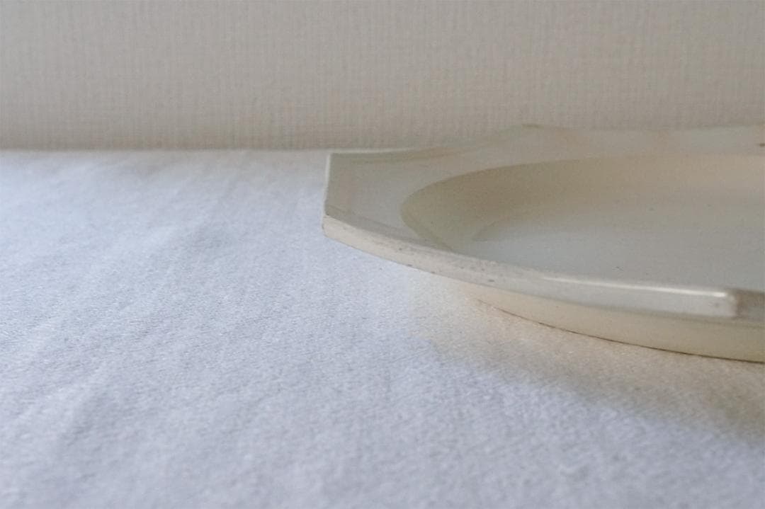 フランスアンティーク　オクトゴナル　プレート　直線　Φ22.4cm