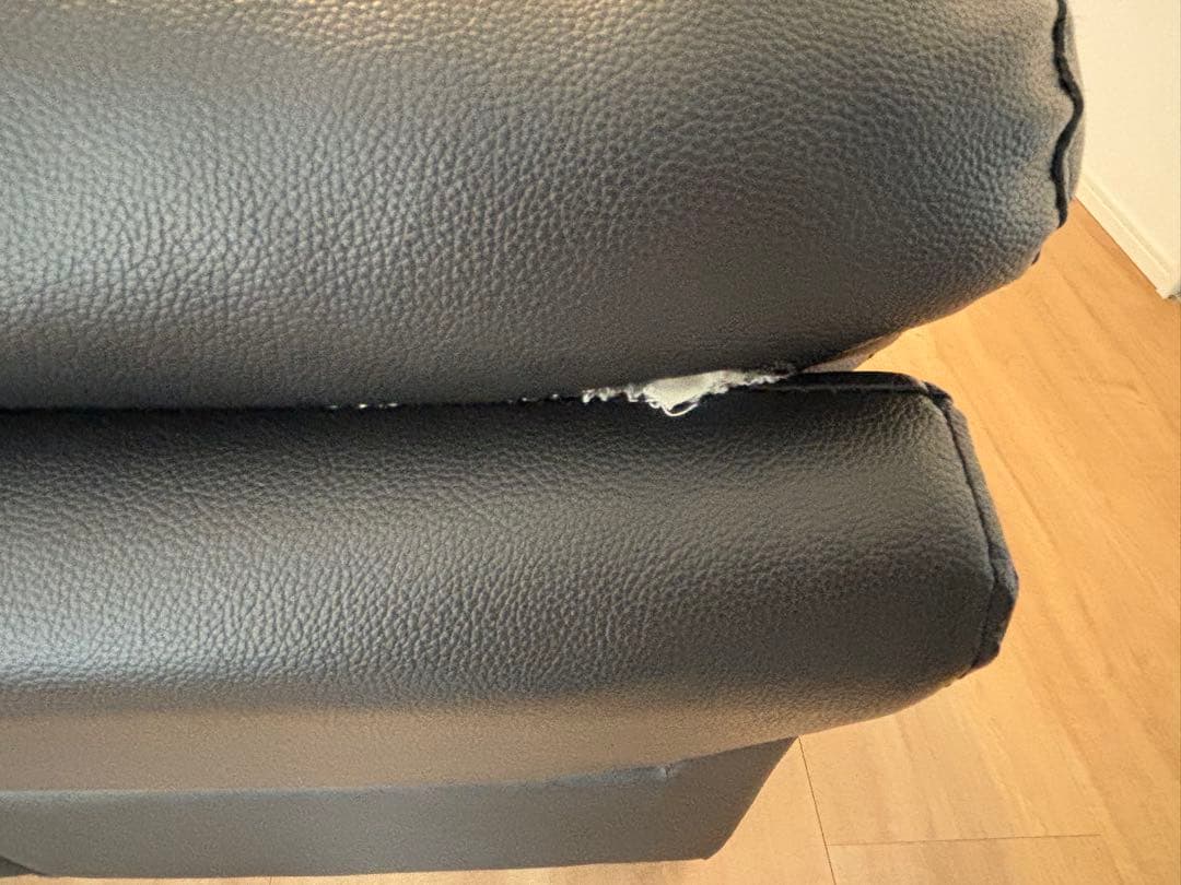 リクライニング3人掛けソファ 黒 レザー カップホルダー付き