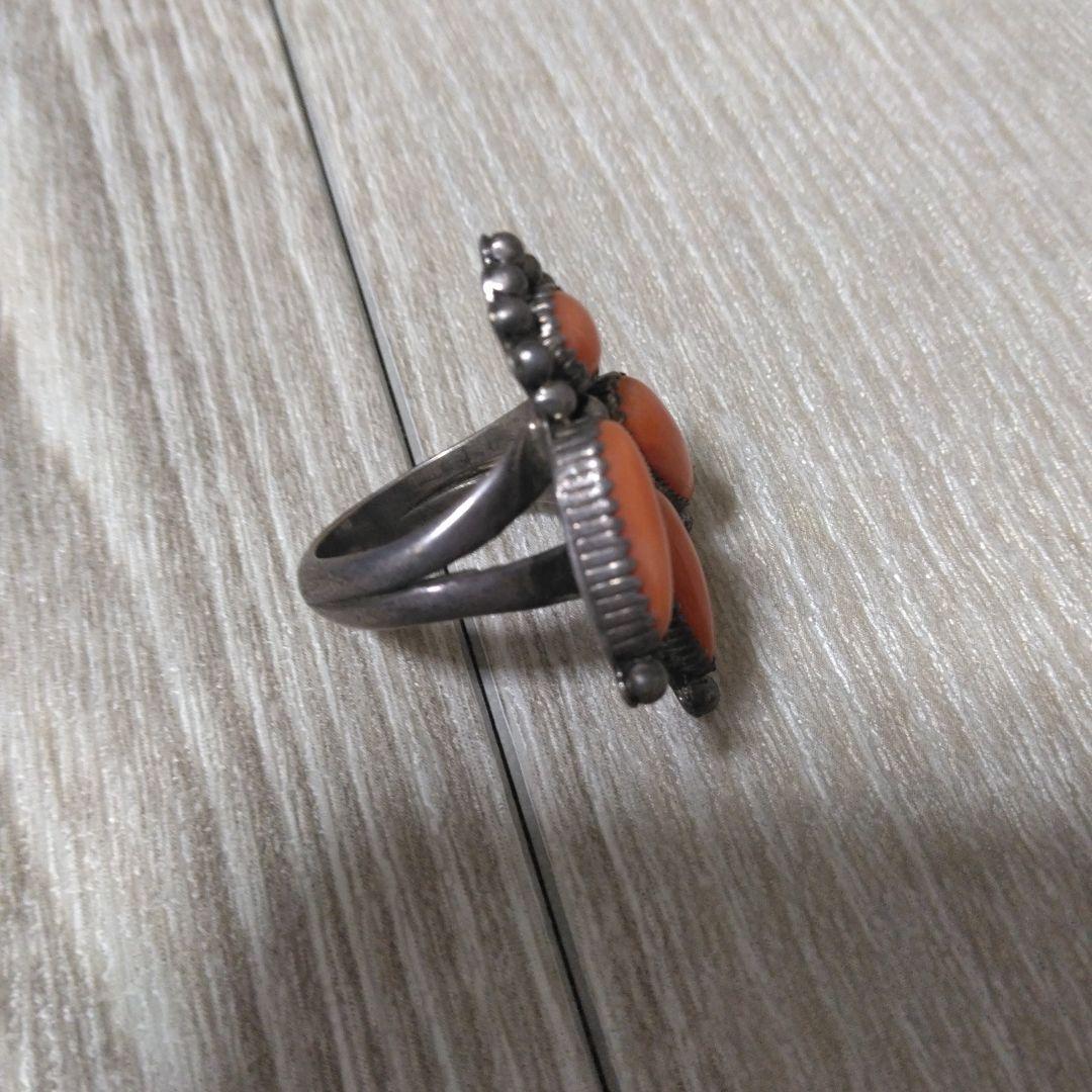 インディアンジュエリー コーラルリング 11号