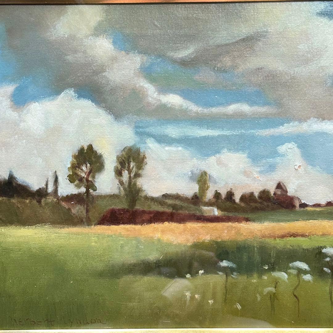 2114様感謝‼️麦‼️大地の恵み肉筆フランス麦畑‼️「五月の麦畑」ランドン作油彩画