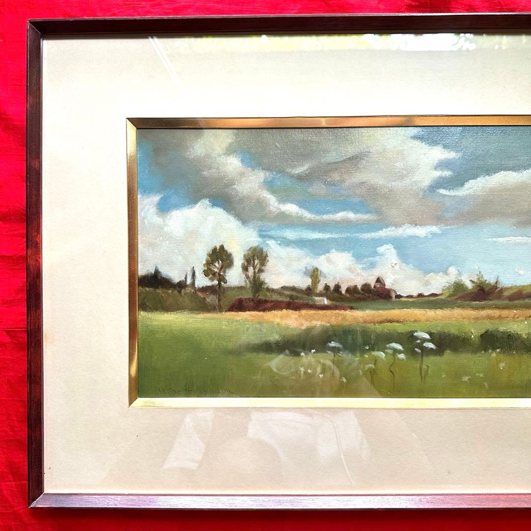 2114様感謝‼️麦‼️大地の恵み肉筆フランス麦畑‼️「五月の麦畑」ランドン作油彩画