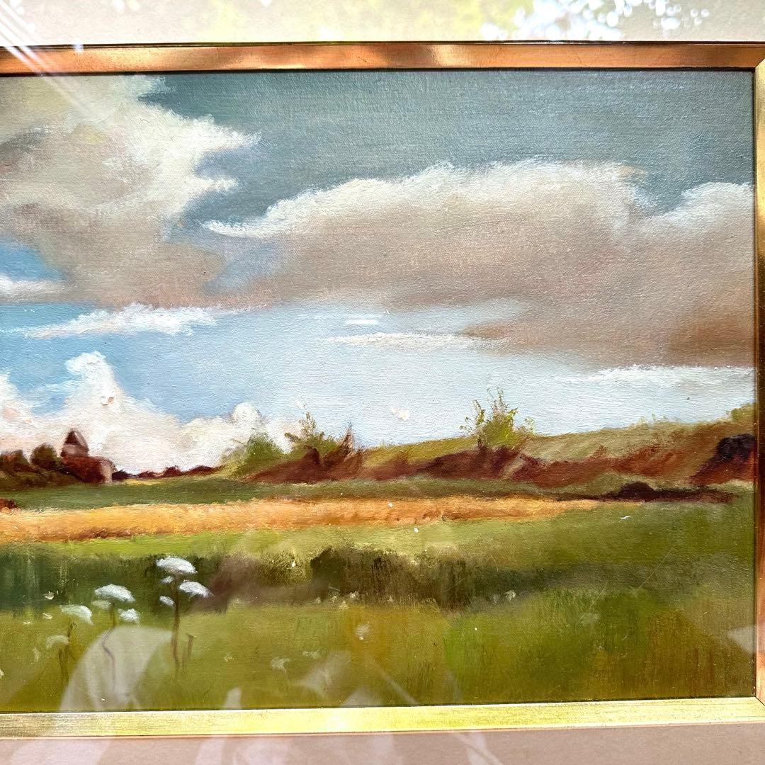 2114様感謝‼️麦‼️大地の恵み肉筆フランス麦畑‼️「五月の麦畑」ランドン作油彩画