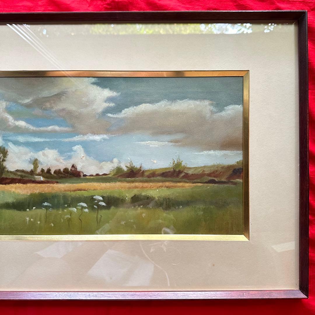 2114様感謝‼️麦‼️大地の恵み肉筆フランス麦畑‼️「五月の麦畑」ランドン作油彩画