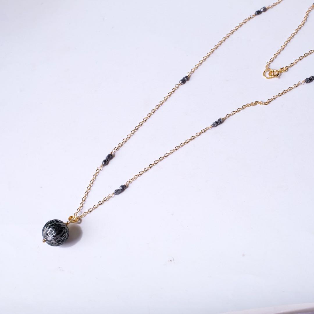 14kgfタヒチアンパールカービングネックレス