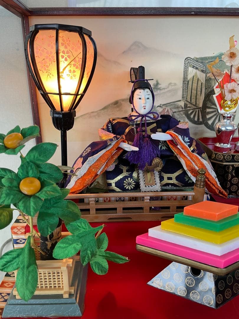雛人形 昭和レトロ ガラスケース オルゴール付き アンティーク レトロ