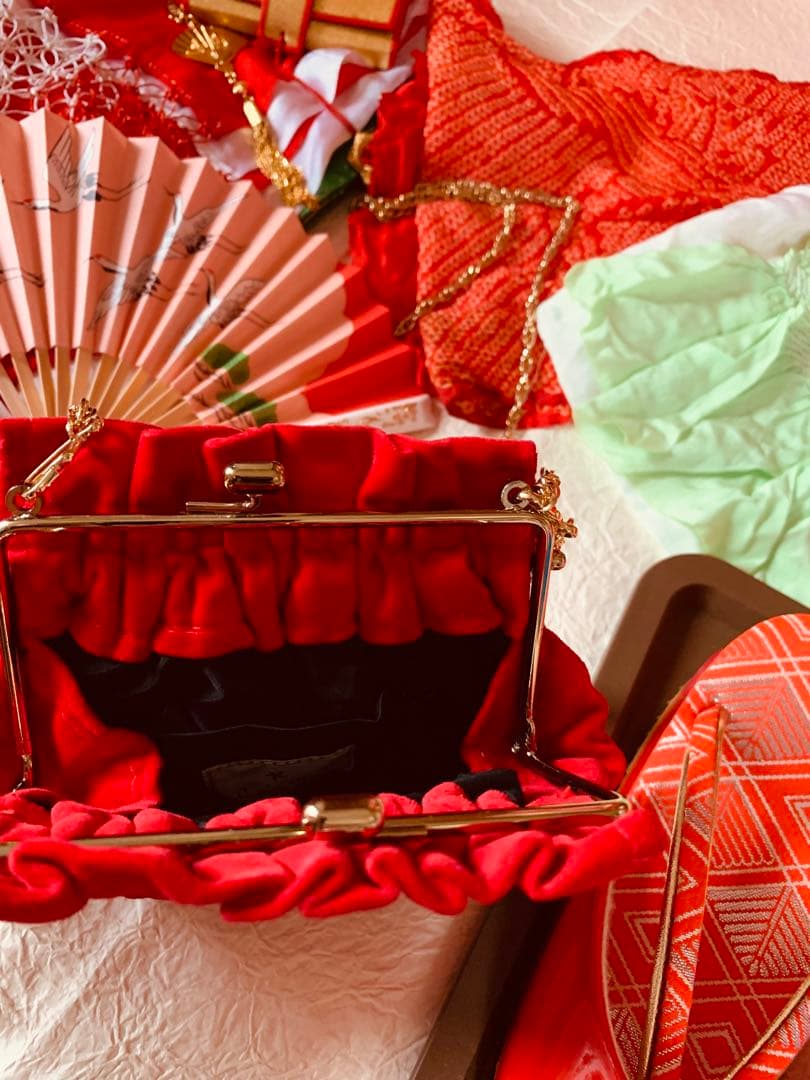 七五三　7歳の女の子のお支度クリスマスハーフ成人式へ華やかに着回せるお着物セット