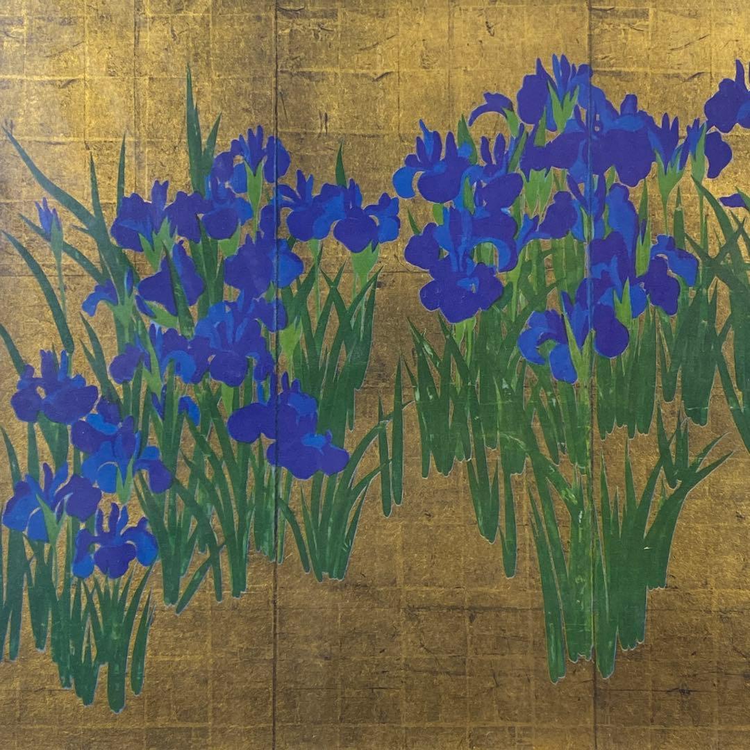 5098□尾形光琳 燕子花図 複製品 額装 左隻