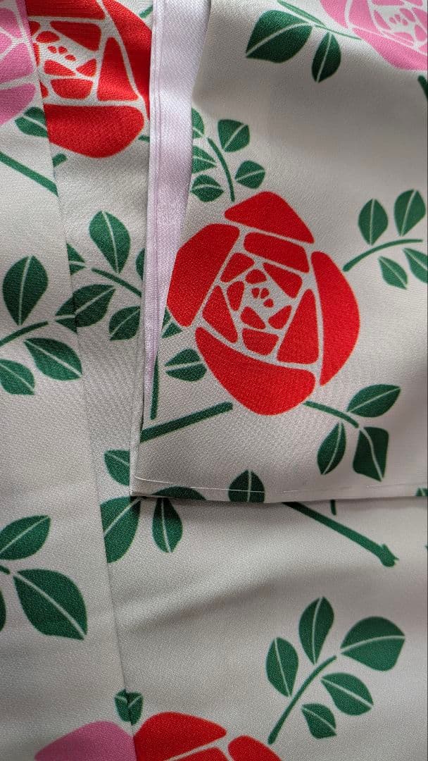 7歳　薄灰緑薔薇　七五三　着物・作り帯・草履セット