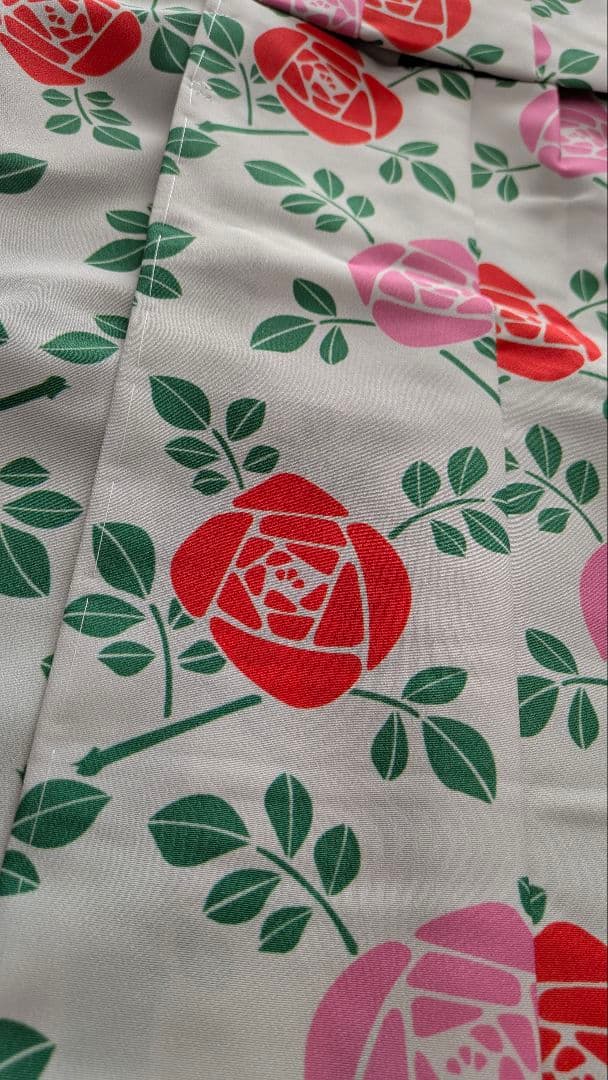 7歳　薄灰緑薔薇　七五三　着物・作り帯・草履セット